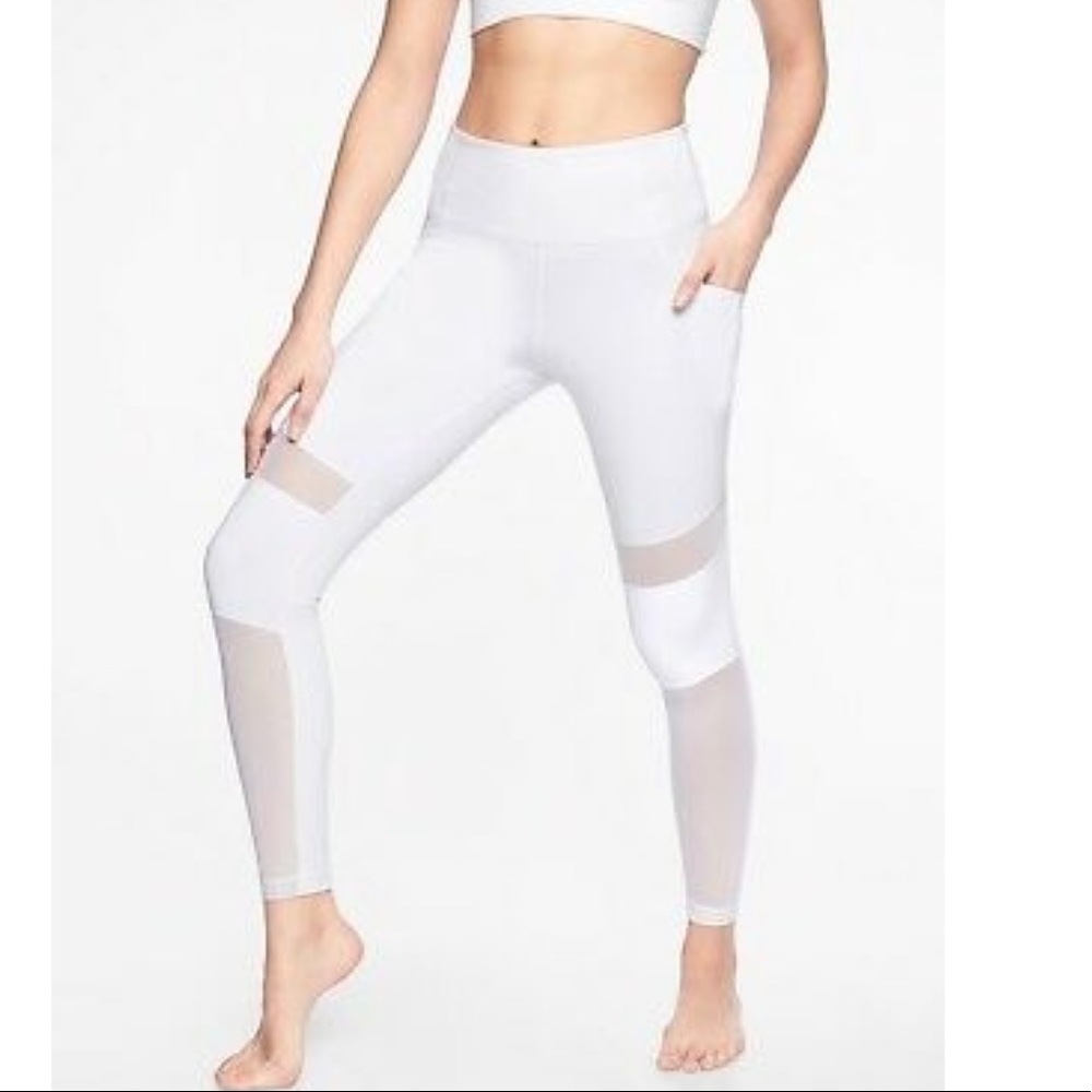 Athleta White Meshblock Pocket Pura Tight